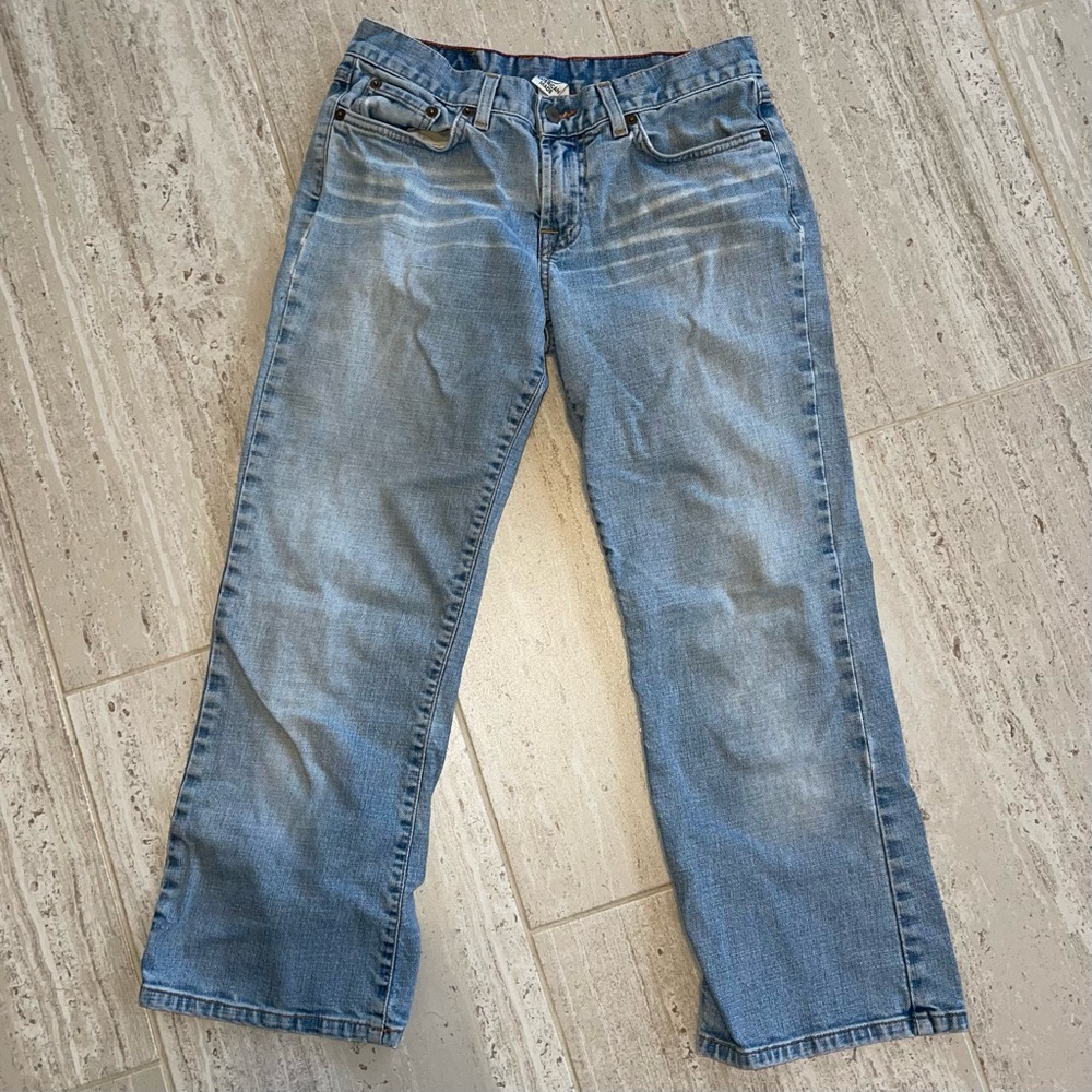 Lucky Brand Lowered Peanut Crop Jeans Womens 4/27 Made in USA Y2K Vintage Blue